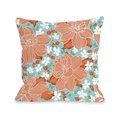 One Bella Casa One Bella Casa 72446PL16O 16 x 16 in. Exotic Flowers Outdoor Pillow; Turquoise & Coral 72446PL16O
